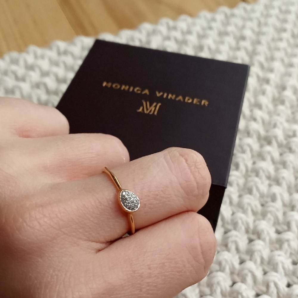MONICA VINADER Diamond Mini Teardrop Stacking Ring Size 8